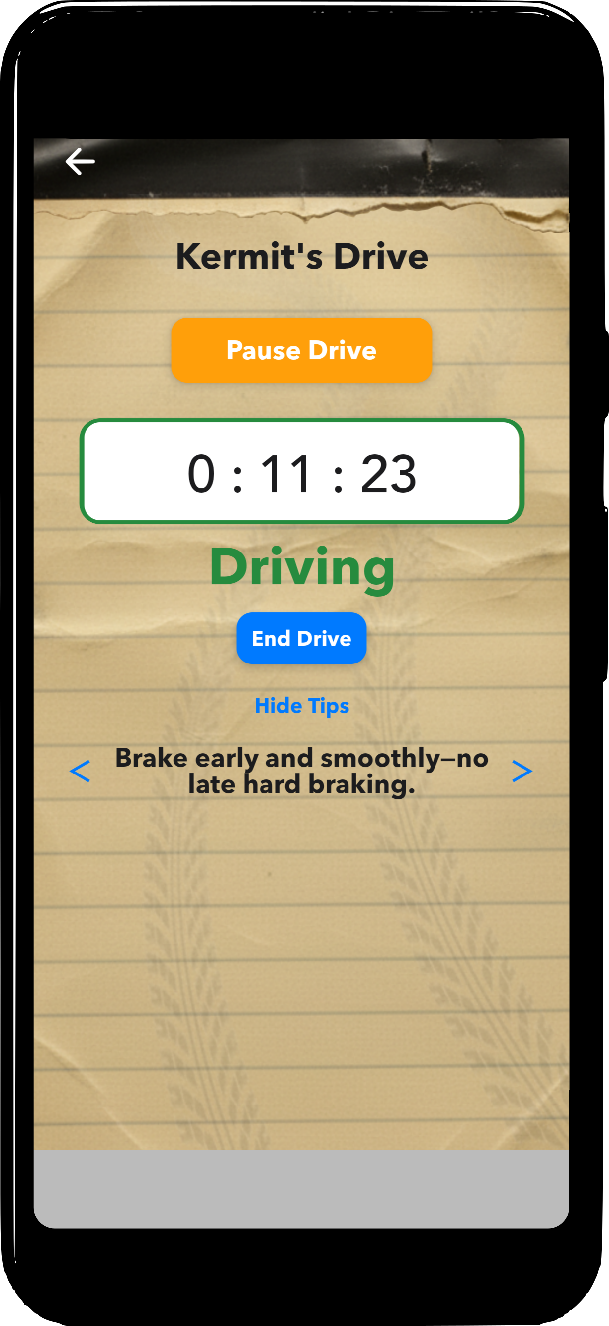 Permit2Drive driving log screen