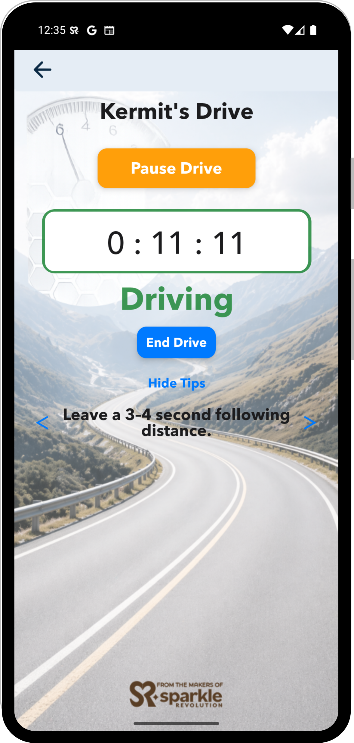 Permit2Drive driving log screen
