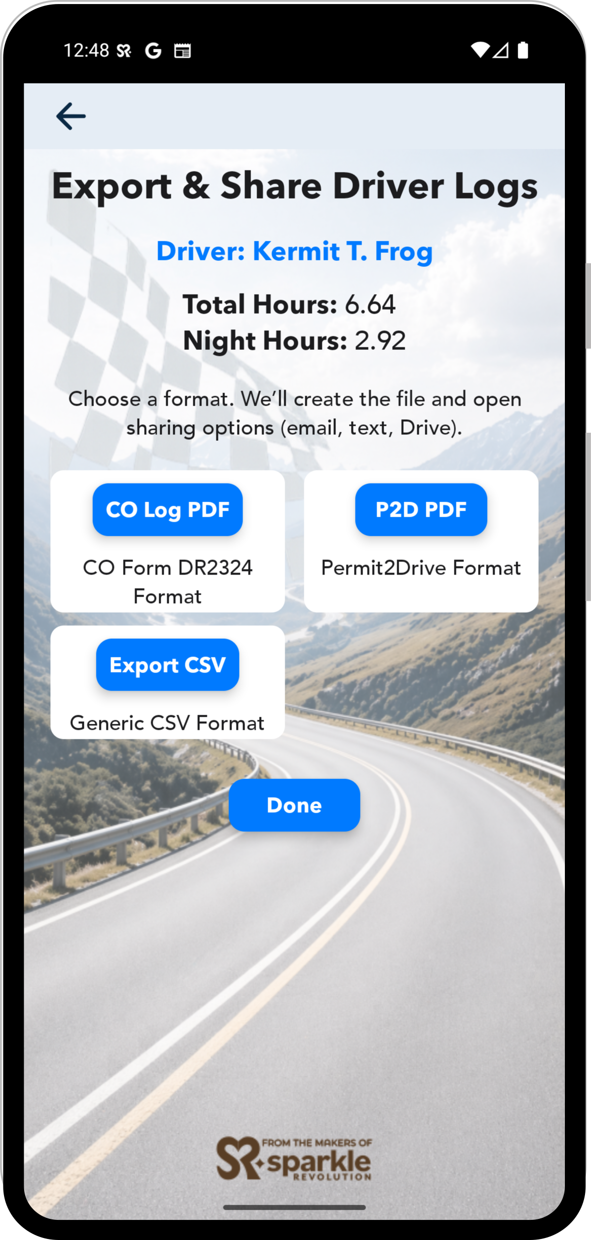 Export screen